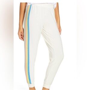 Chaser Cream Joggers with Rainbow Side Stripes